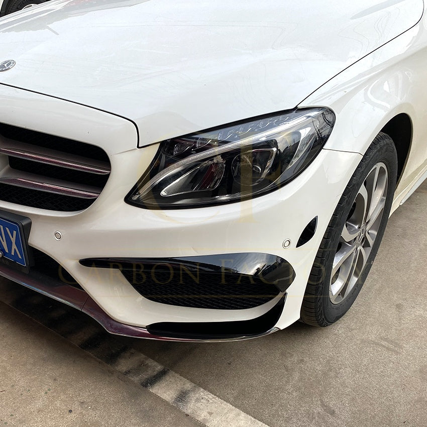 Gloss Black Front Canards (6 pcs) for Mercedes Benz W205 C Class 15-18