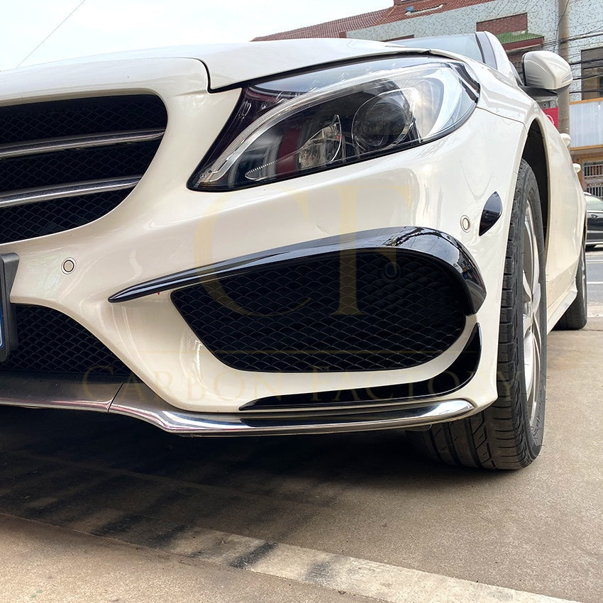 Gloss Black Front Canards (6 pcs) for Mercedes Benz W205 C Class 15-18