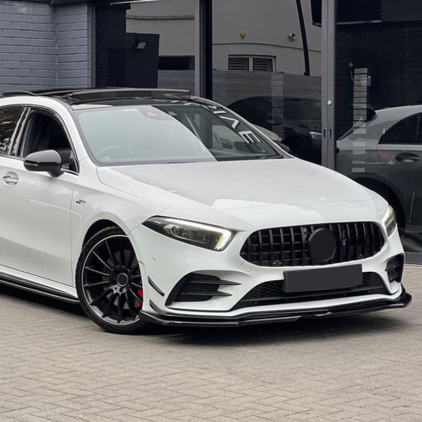 V Style Gloss Black Front Splitter for Mercedes Benz W177 A Class AMG & A35 18-22