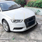 V Style Gloss Black Front Splitter for Audi A3 8V Standard model 13-16