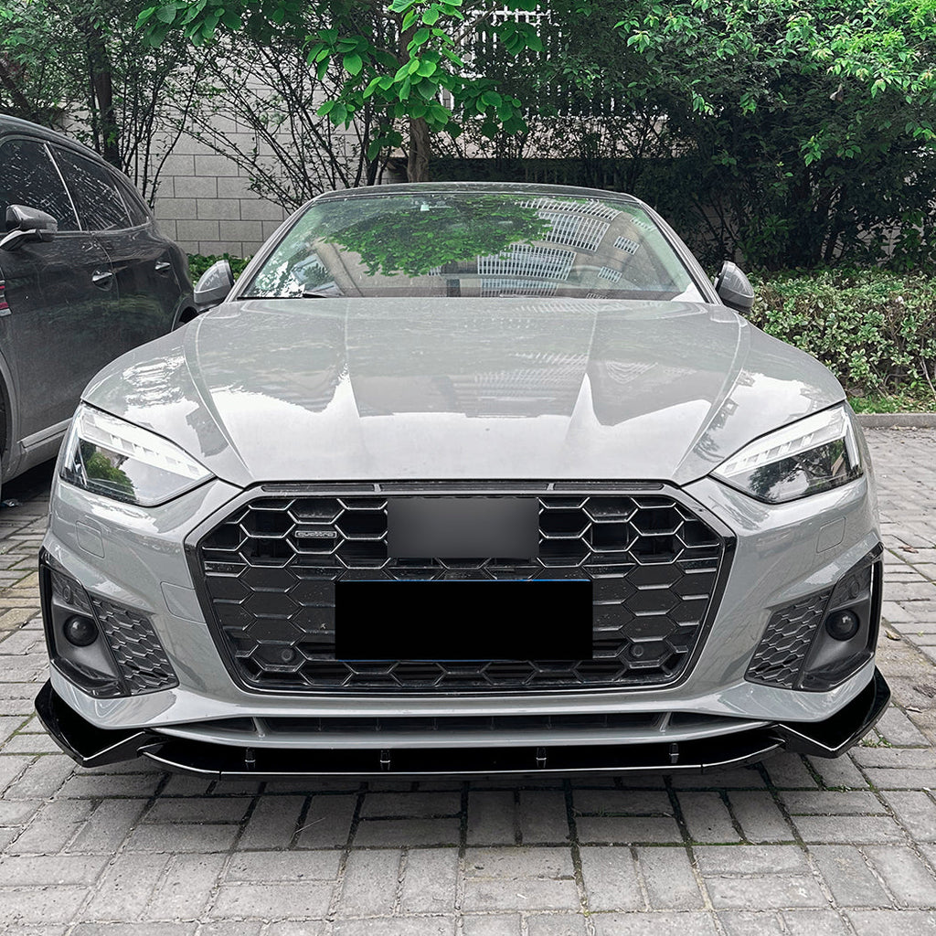 V Style Gloss Black Front Splitter for Audi B9 A5 S Line & S5 21-24