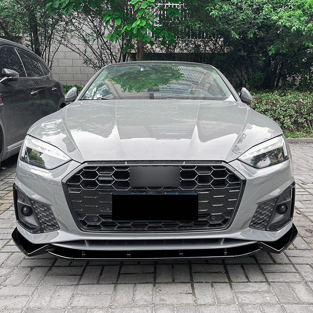V Style Gloss Black Front Splitter for Audi B9 A5 S Line & S5 21-24
