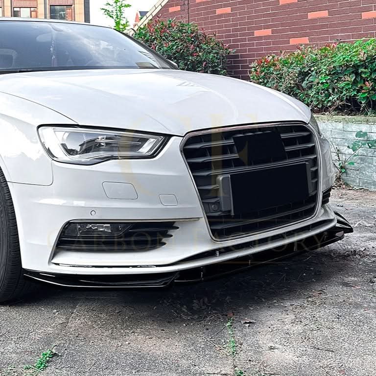 V Style Gloss Black Front Splitter for Audi A3 8V Standard model 13-16