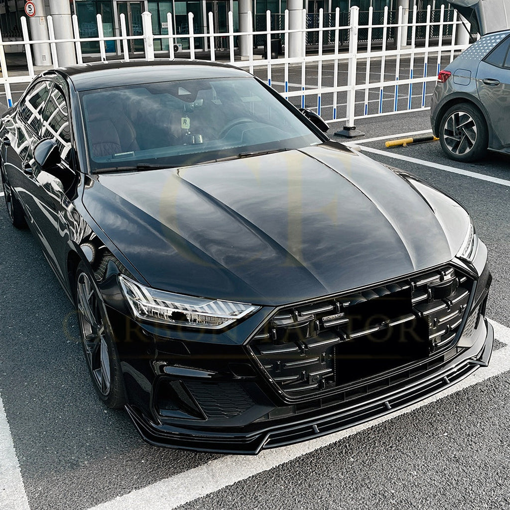 V Style Gloss Black Front Splitter for Audi C8 A7 S Line S7 18-22