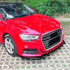 V Style Gloss Black Front Splitter for Audi A3 8V S Line & S3 17-20