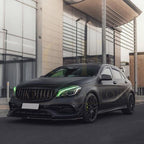 V Style (3 pcs) Gloss Black Front Splitter for Mercedes Benz W176 A Class AMG 13-18