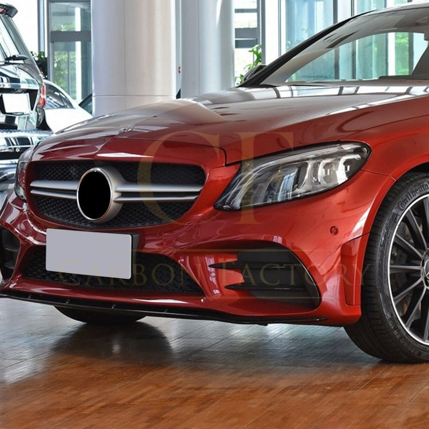 Gloss Black Front Canards (Short) for Mercedes Benz W205 C Class 19-21