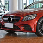 Gloss Black Front Canards (Short) for Mercedes Benz W205 C Class 19-21