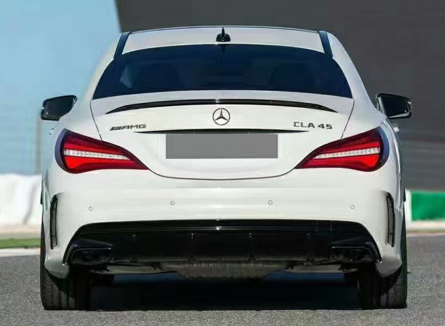 A Style Gloss Black Rear Diffuser & Exhaust Tips for Mercedes Benz W117 CLA 16-18