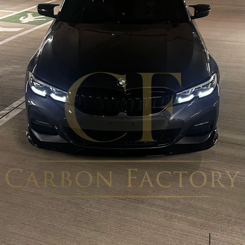 AC Style Gloss Black Front Splitter for BMW 3 Series G20 G21 Pre-LCI 19-22