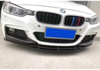 3D Style Gloss Black Front Splitter for BMW F30 F31 3 Series M Sport 12-19