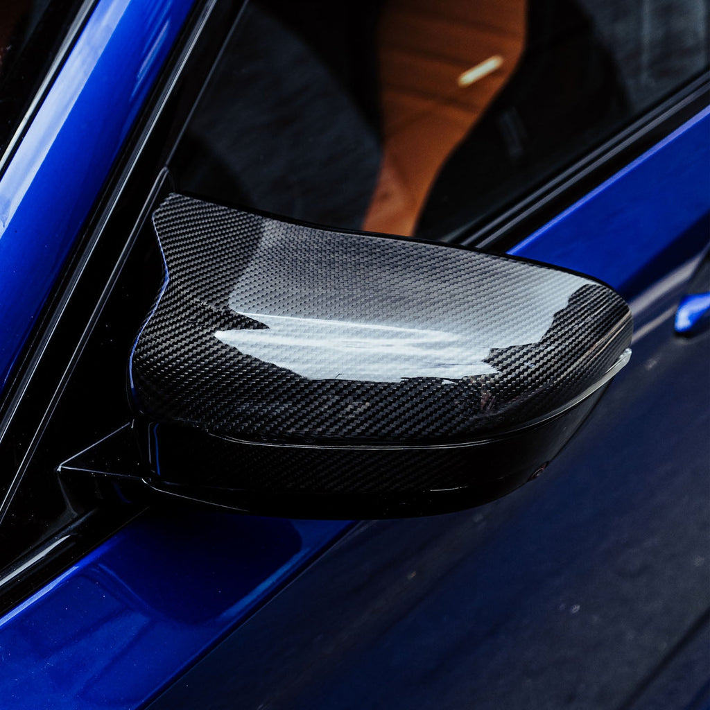 MHC+ BMW M5 F90 Wing Mirror Covers In Gloss Pre Preg Carbon Fibre (2018+ F90)