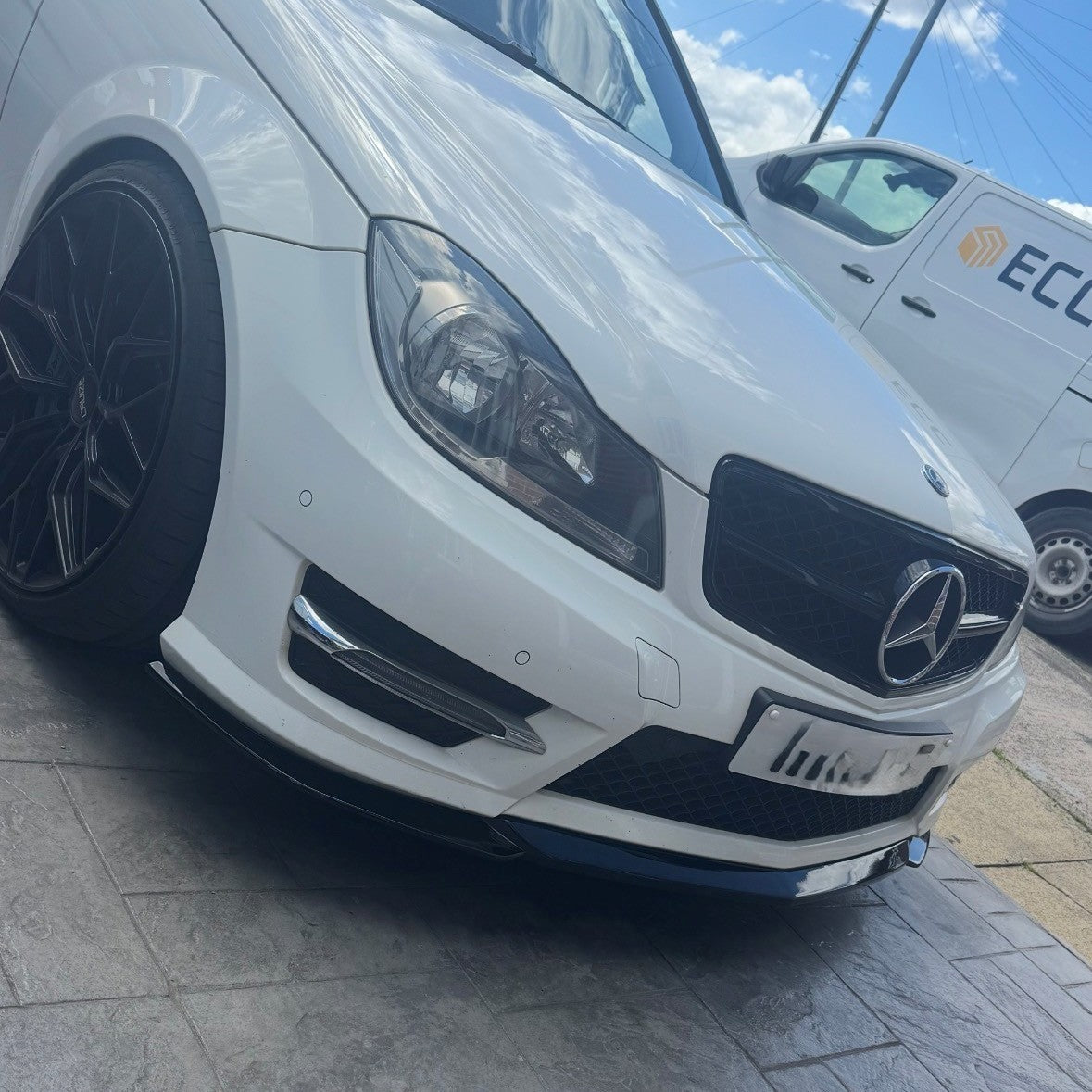 A Style Gloss Black Front Splitter for Mercedes Benz W204 C Class 08-14