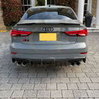 Big Fin Style Carbon Fibre Rear Diffuser for Audi A3 S Line Saloon S3 17-19