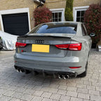 Big Fin Style Carbon Fibre Rear Diffuser for Audi A3 S Line Saloon S3 17-19