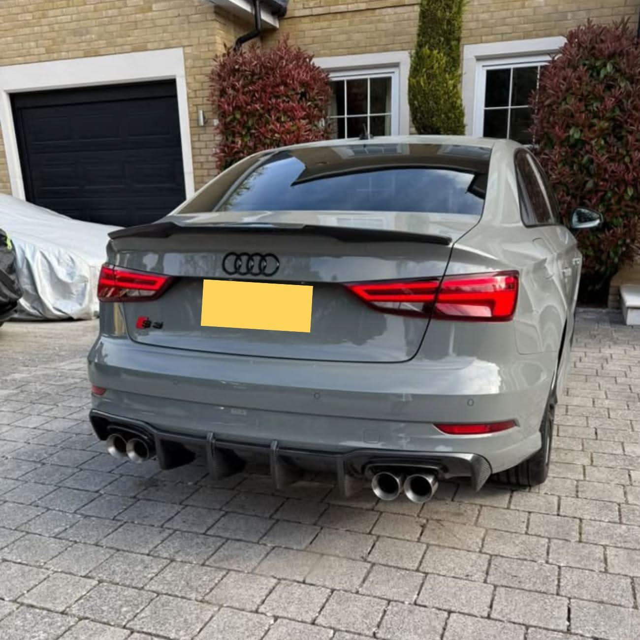 Big Fin Style Carbon Fibre Rear Diffuser for Audi A3 S Line Saloon S3 17-19