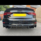 Big Fin Style Carbon Fibre Rear Diffuser for Audi A3 S Line Saloon S3 17-19