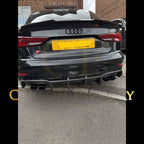 Big Fin Style Carbon Fibre Rear Diffuser for Audi A3 S Line Saloon S3 17-19