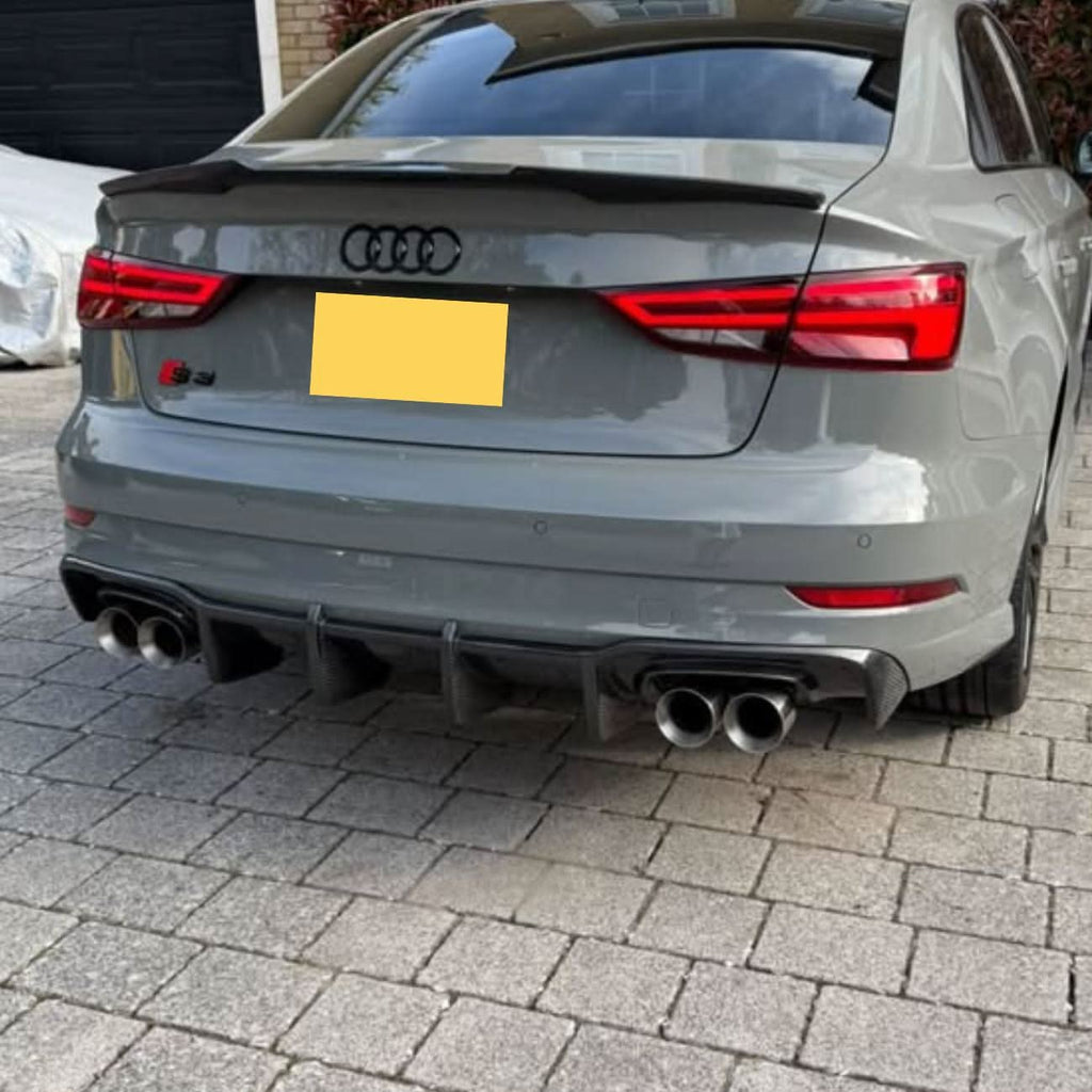 Big Fin Style Carbon Fibre Rear Diffuser for Audi A3 S Line Saloon S3 17-19