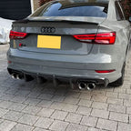 Big Fin Style Carbon Fibre Rear Diffuser for Audi A3 S Line Saloon S3 17-19