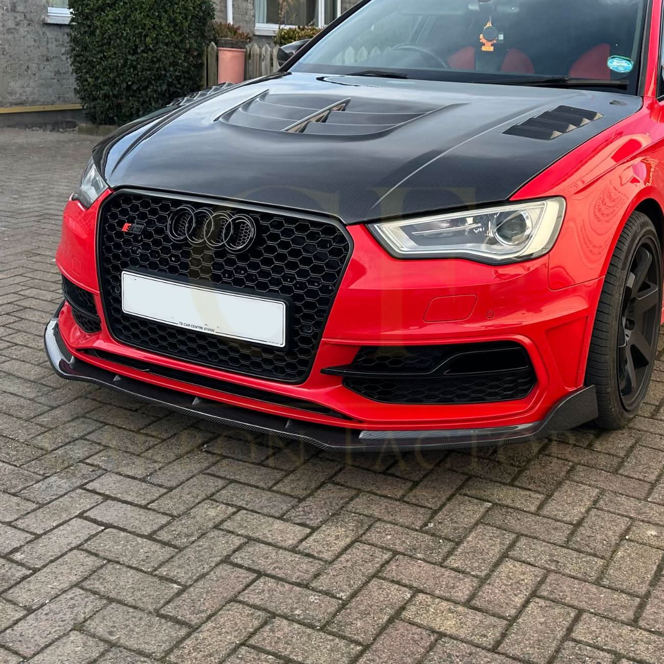 CF Style Carbon Fibre Front Splitter for Audi A3 Hatchback S Line & S3 13-15