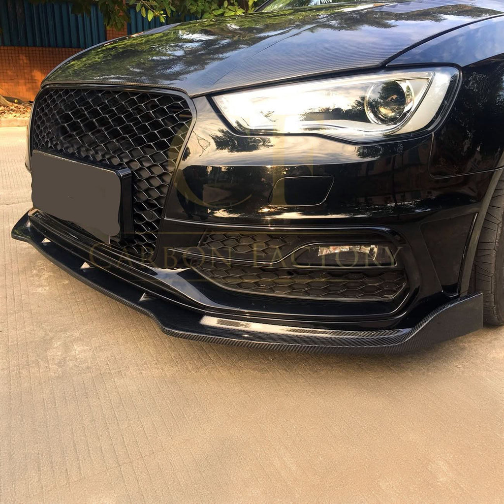 CF Style Carbon Fibre Front Splitter for Audi A3 Hatchback S Line & S3 13-15