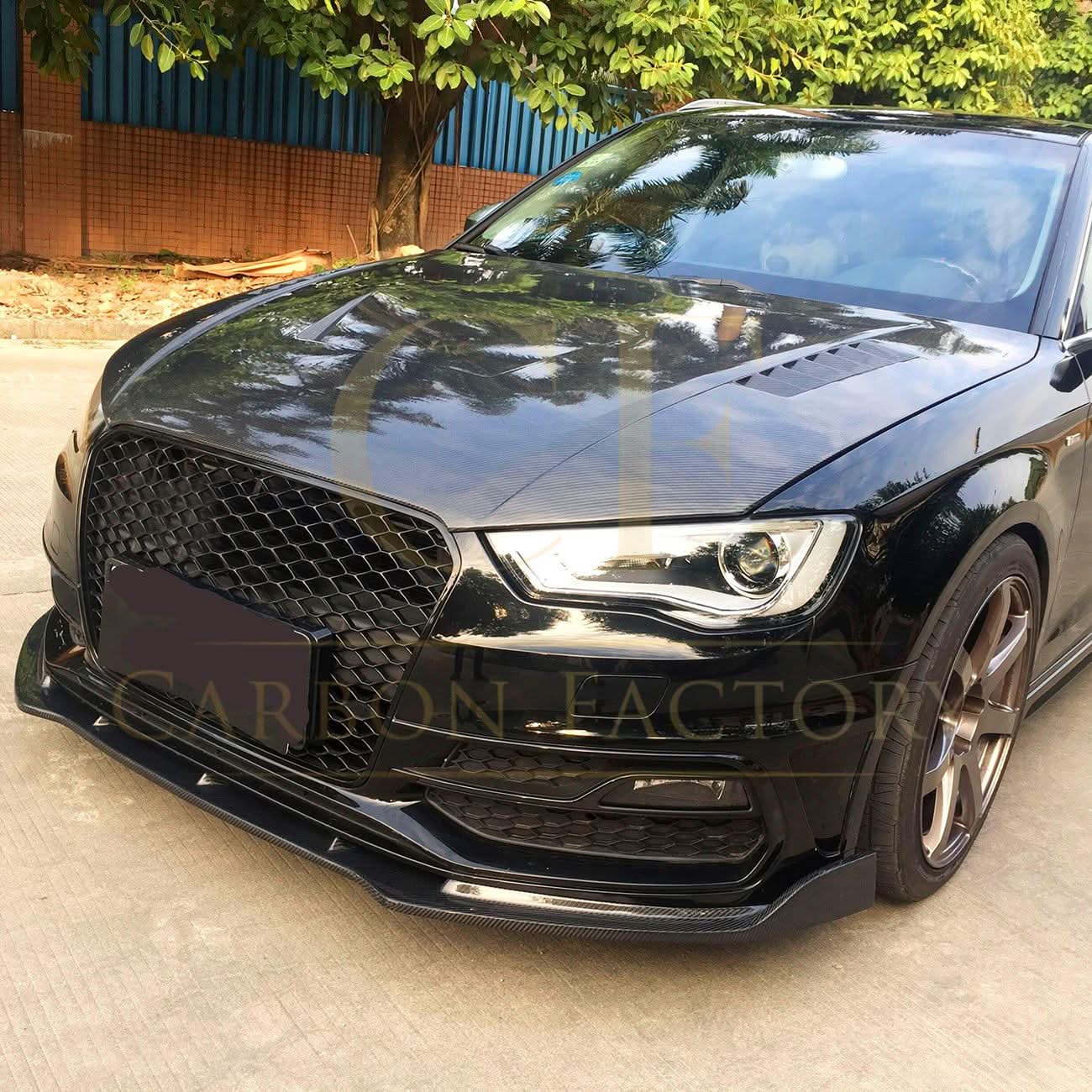 CF Style Carbon Fibre Front Splitter for Audi A3 Hatchback S Line & S3 13-15