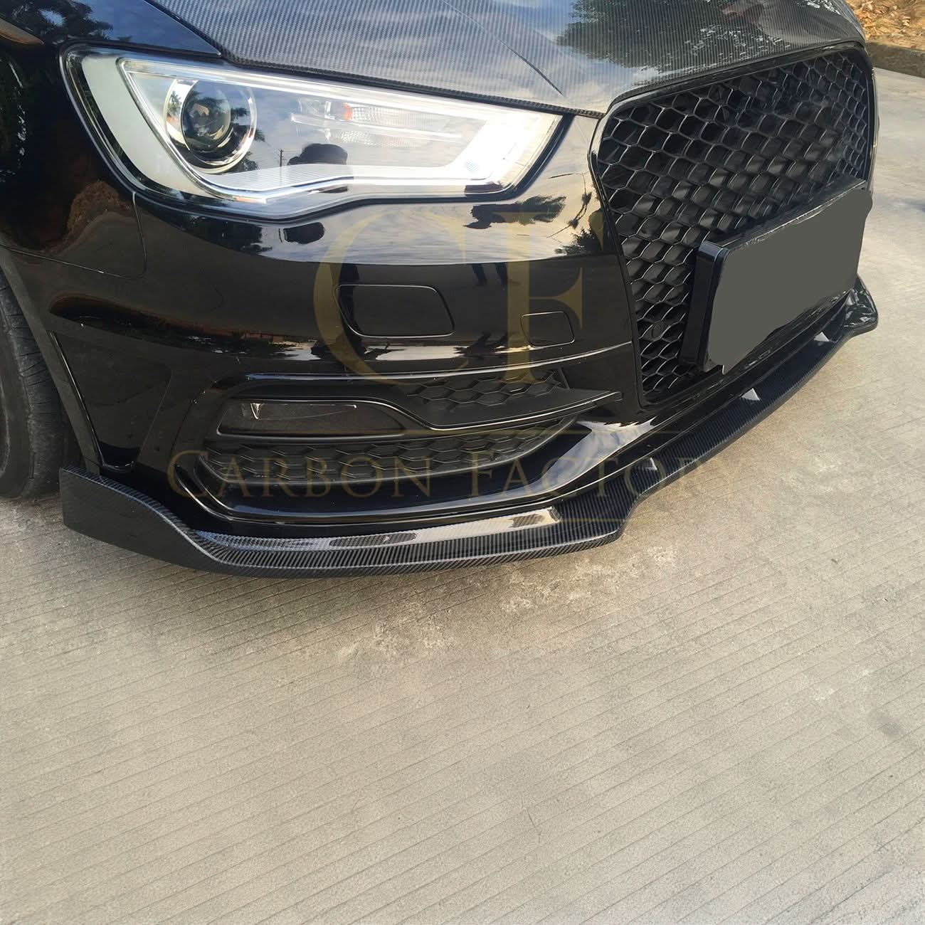 CF Style Carbon Fibre Front Splitter for Audi A3 Hatchback S Line & S3 13-15