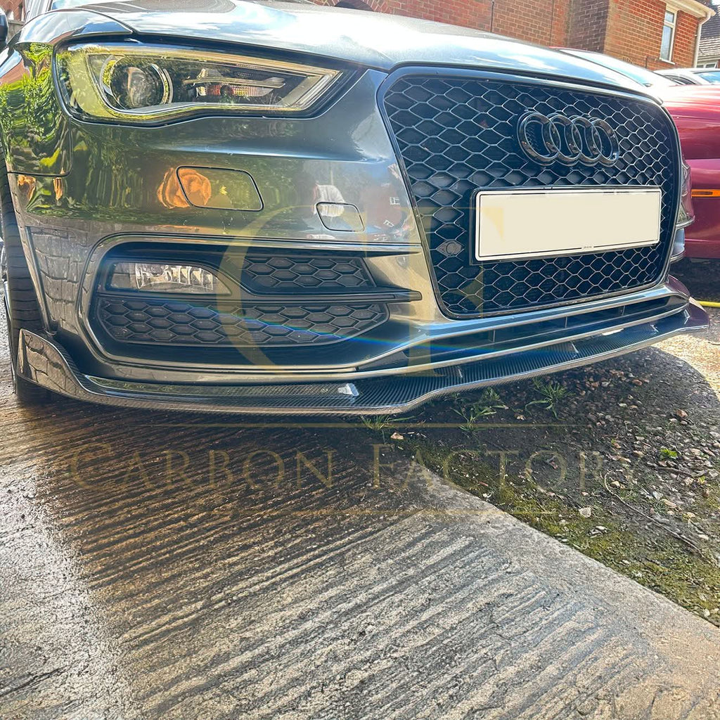 CF Style Carbon Fibre Front Splitter for Audi A3 Hatchback S Line & S3 13-15