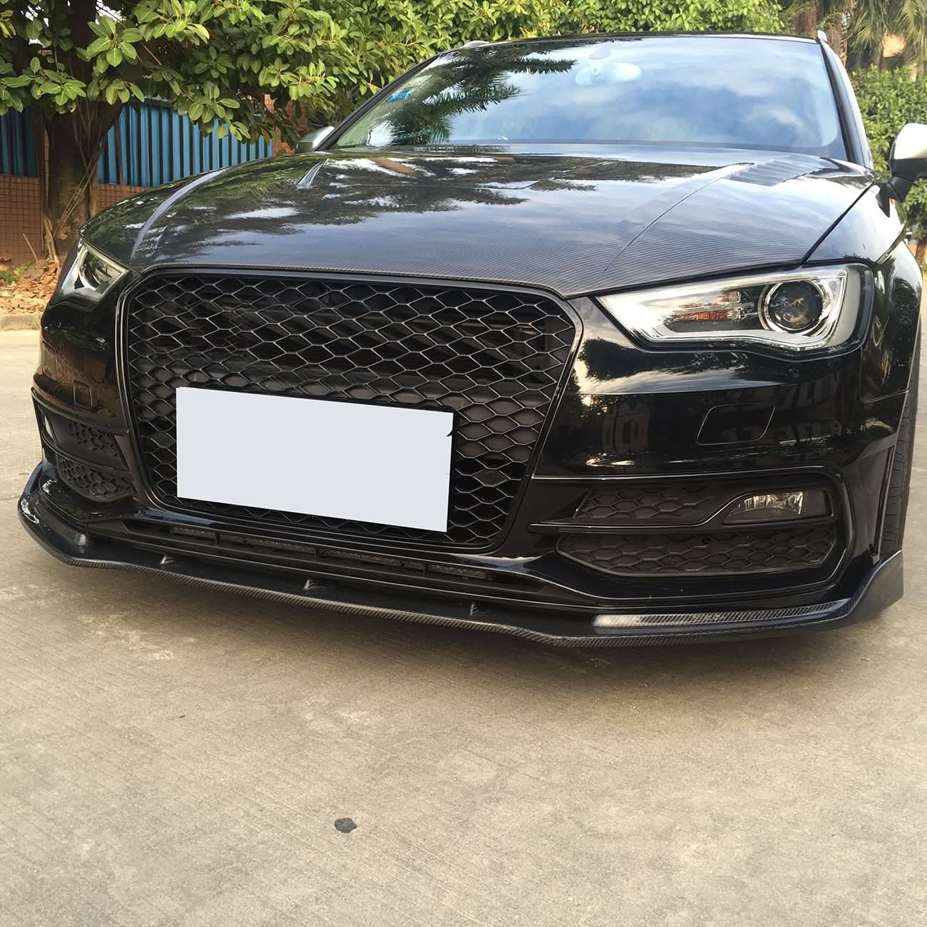 CF Style Carbon Fibre Front Splitter for Audi A3 Hatchback S Line & S3 13-15