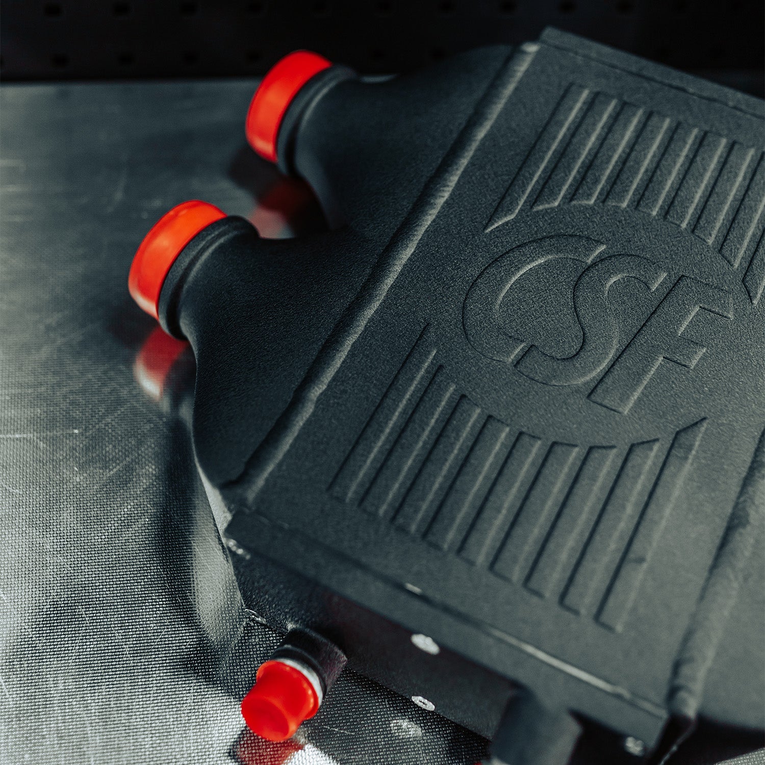 CSF BMW M3/M4/M2 Competition Race Top Mount Charge Cooler In Crinkle Black Finish (F80/F82/F83/F87)