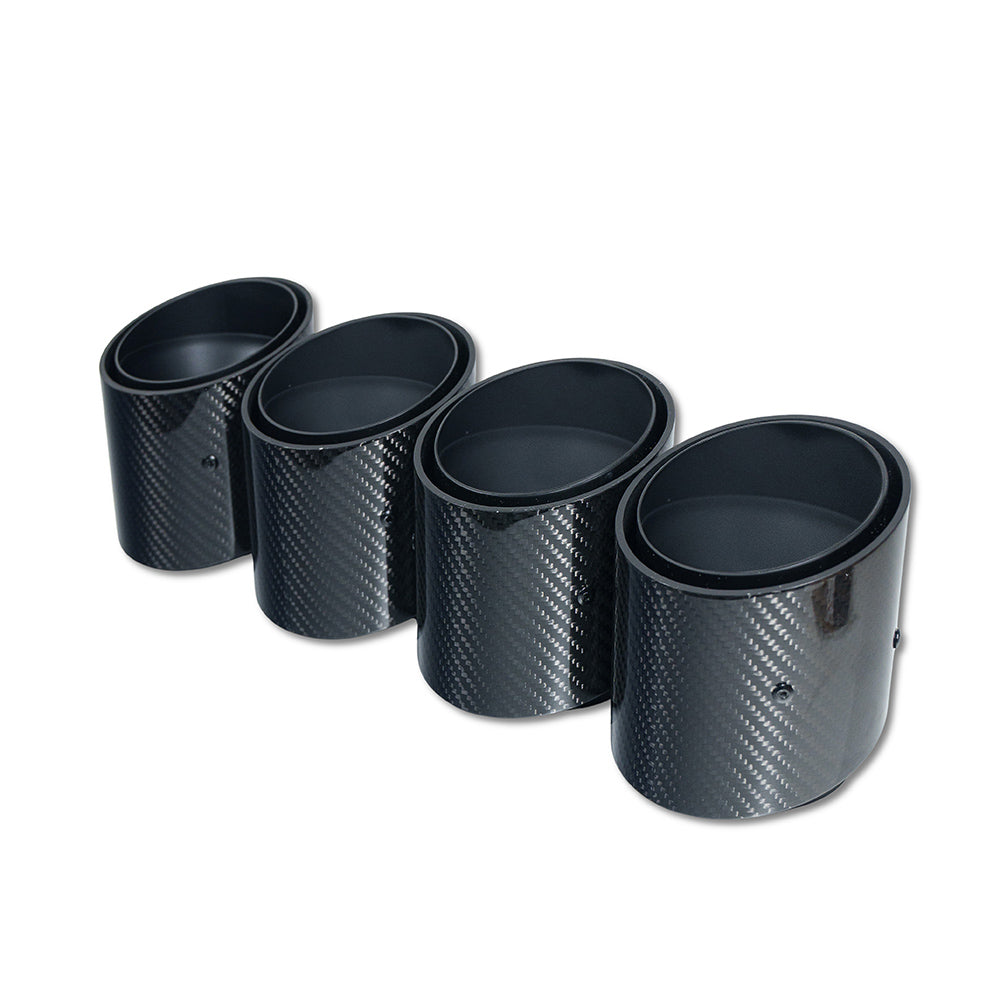 BMW M2, M3, M4 G87/G80/G81/G82/G83 CARBON EXHAUST TIPS - BLACK SLASH CUT (SET OF 4)