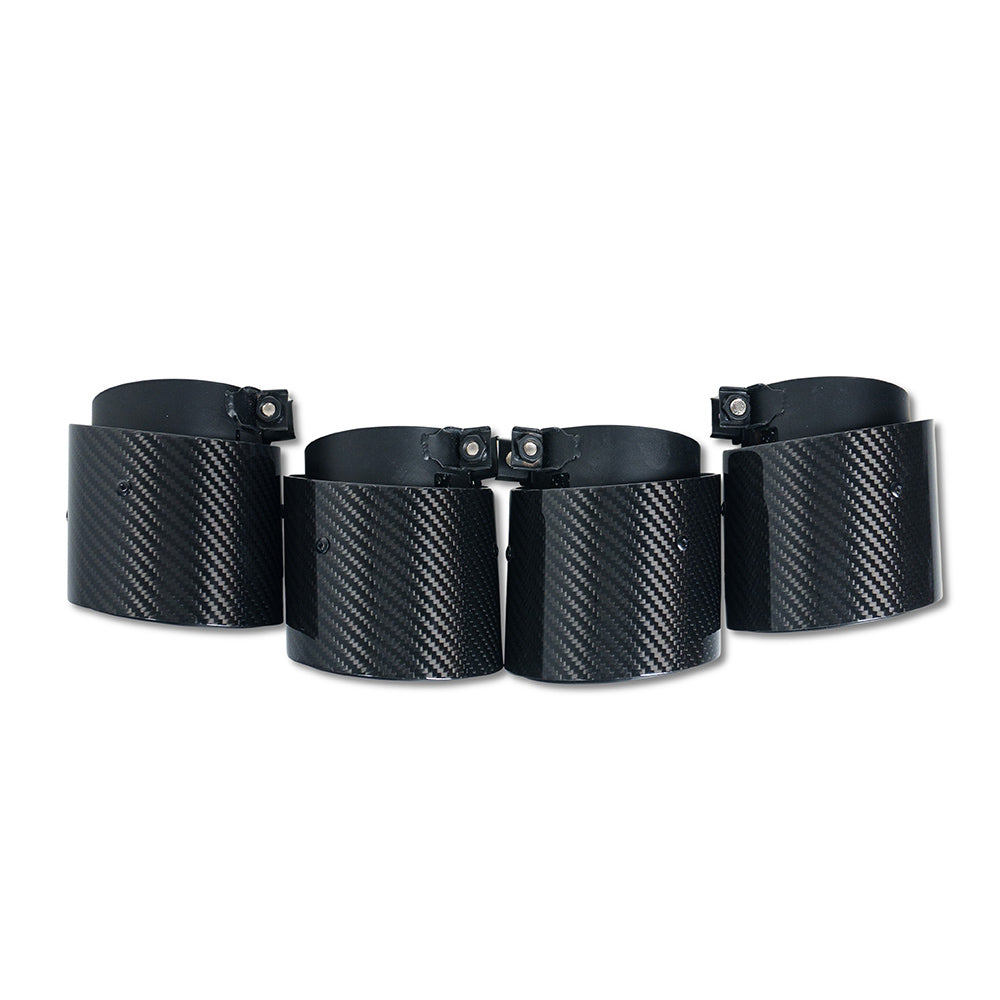 BMW M2, M3, M4 G87/G80/G81/G82/G83 CARBON EXHAUST TIPS - BLACK SLASH CUT (SET OF 4)