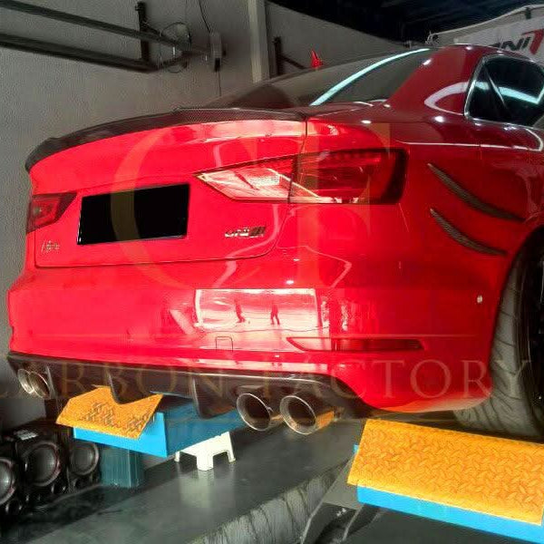 Carbon Fibre Rear Diffuser (Quad Exhaust) for Audi A3 S Line S3 Saloon 13-15