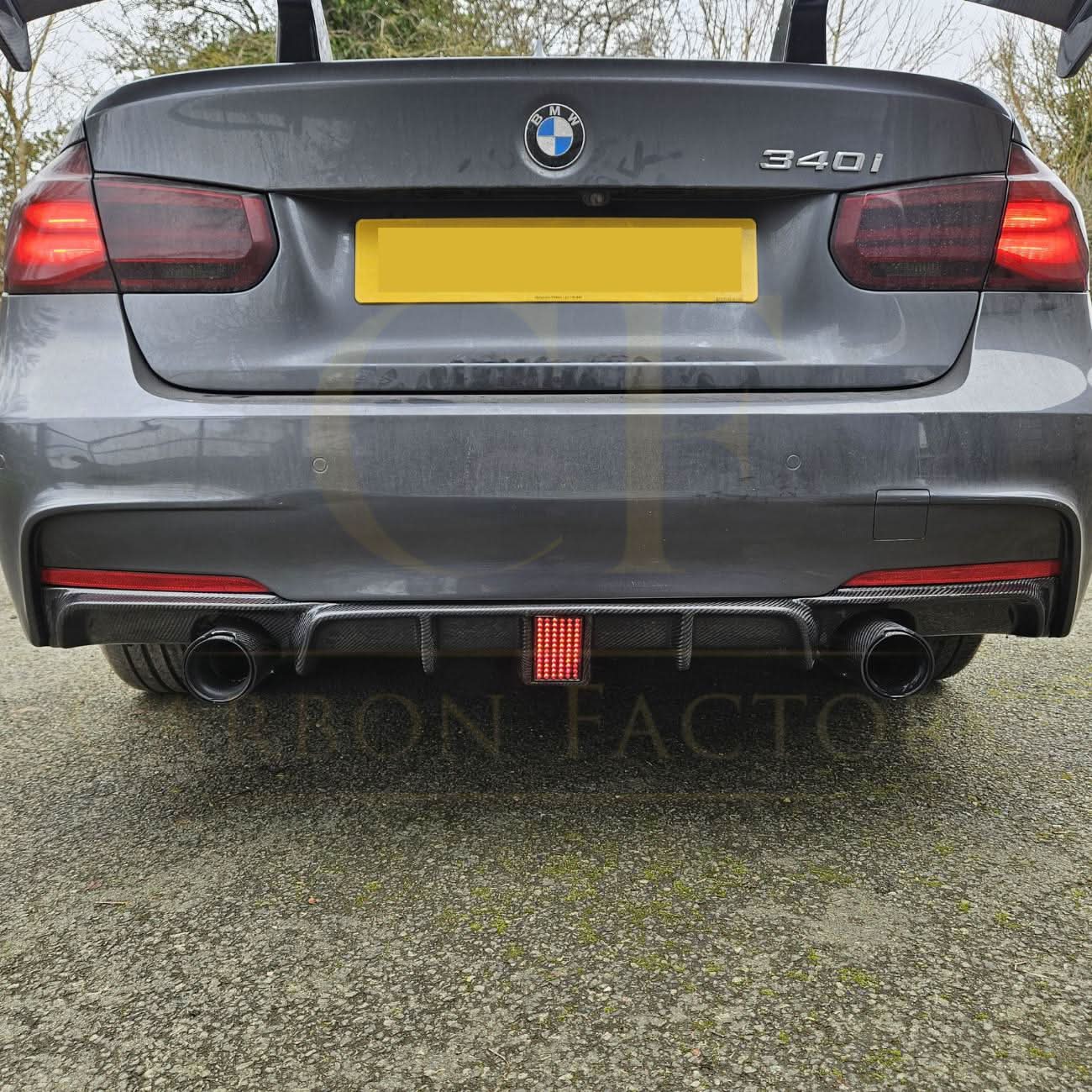 Carbon Fibre Rear Diffuser with LED Light Dual Exhaust for BMW F30 F31 3 Series 12-19