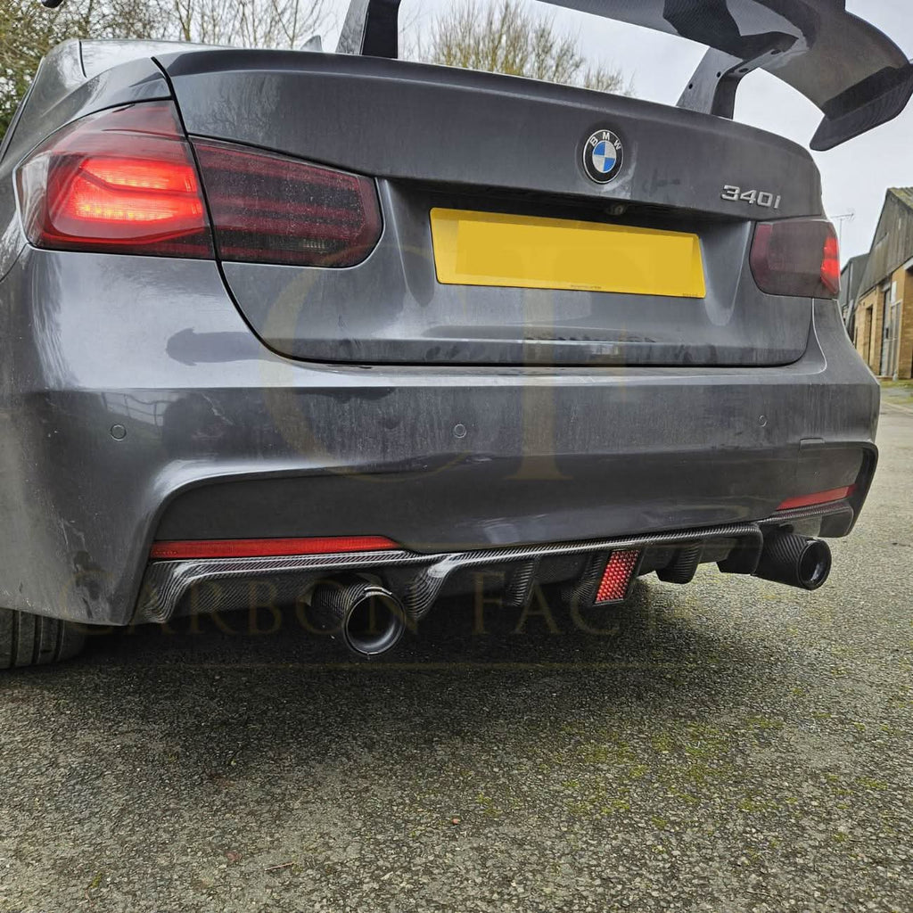Carbon Fibre Rear Diffuser with LED Light Dual Exhaust for BMW F30 F31 3 Series 12-19