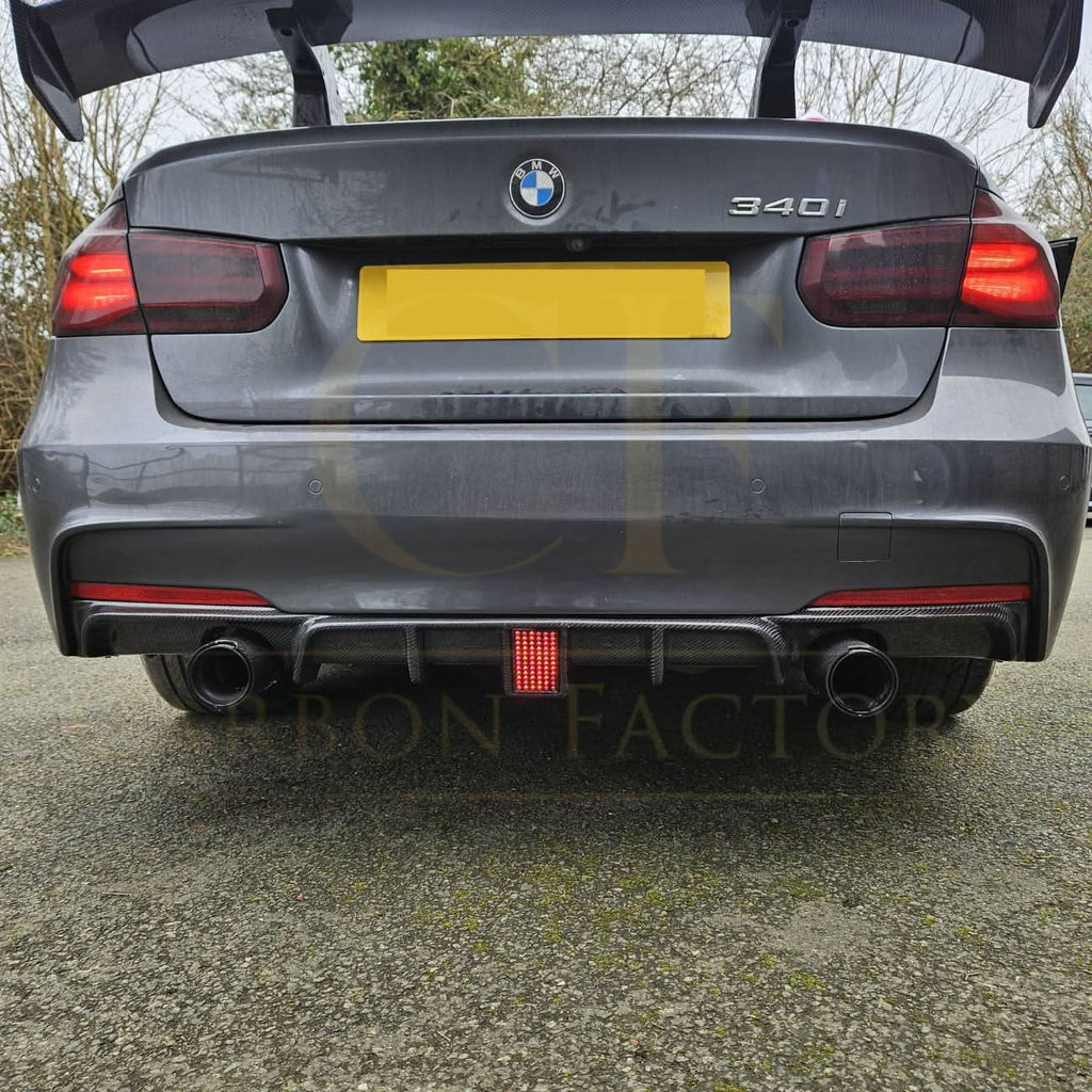 Carbon Fibre Rear Diffuser with LED Light Dual Exhaust for BMW F30 F31 3 Series 12-19