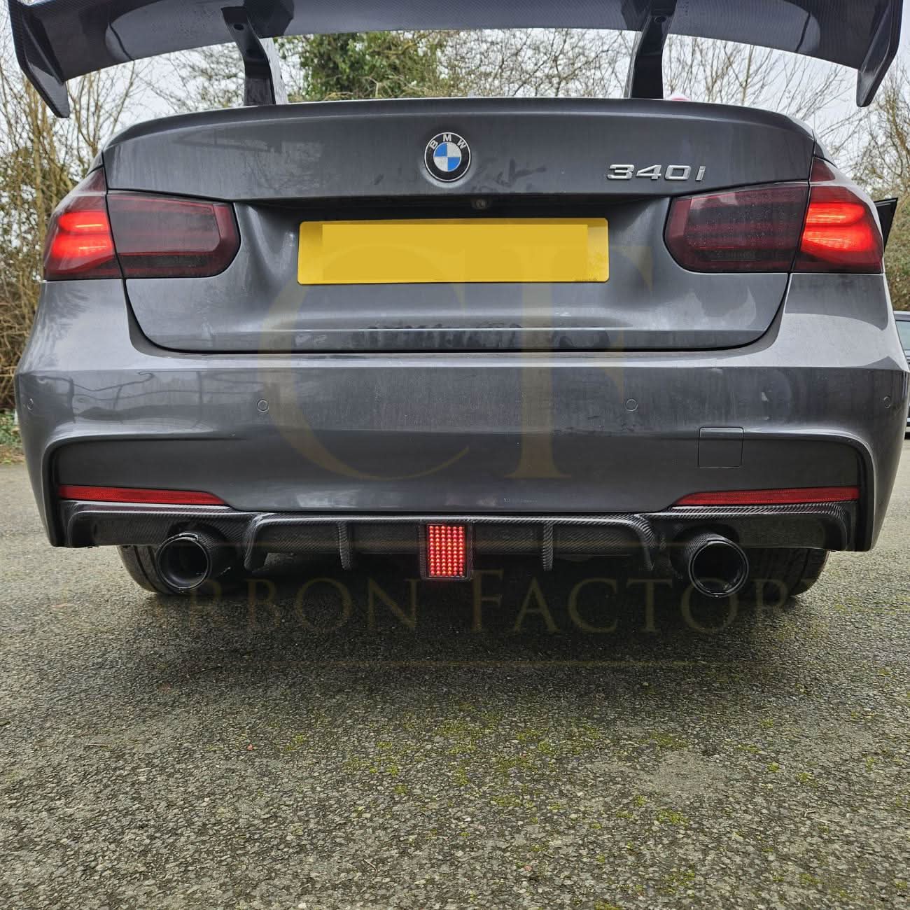 Carbon Fibre Rear Diffuser with LED Light Dual Exhaust for BMW F30 F31 3 Series 12-19