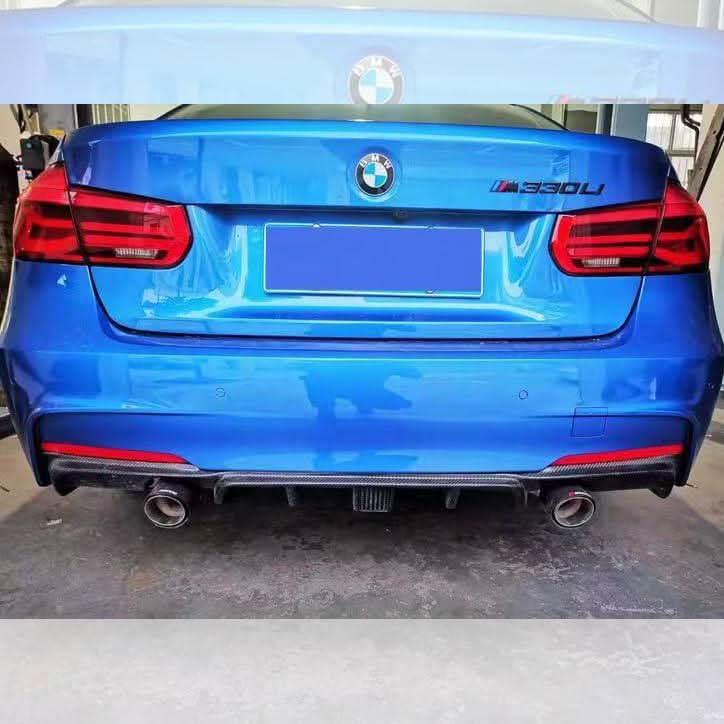 Carbon Fibre Rear Diffuser with LED Light Dual Exhaust for BMW F30 F31 3 Series 12-19