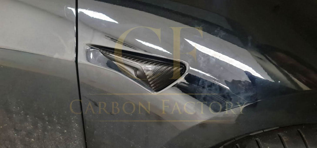 Carbon Fibre Side Fender Trims for Tesla Model 3 16-23