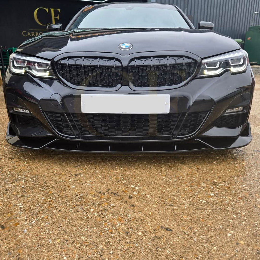 Competition Style Gloss Black Front Splitter for BMW 3 Series G20 G21 Pre-LCI 19-22