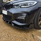 Competition Style Gloss Black Front Splitter for BMW 3 Series G20 G21 Pre-LCI 19-22