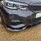 Competition Style Gloss Black Front Splitter for BMW 3 Series G20 G21 Pre-LCI 19-22