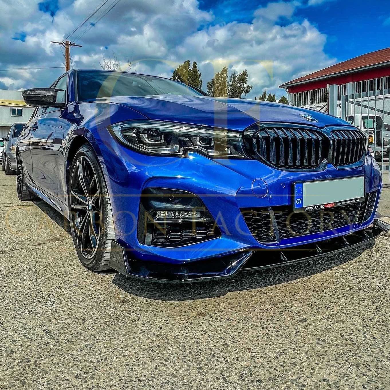 Competition Style Gloss Black Front Splitter for BMW 3 Series G20 G21 Pre-LCI 19-22