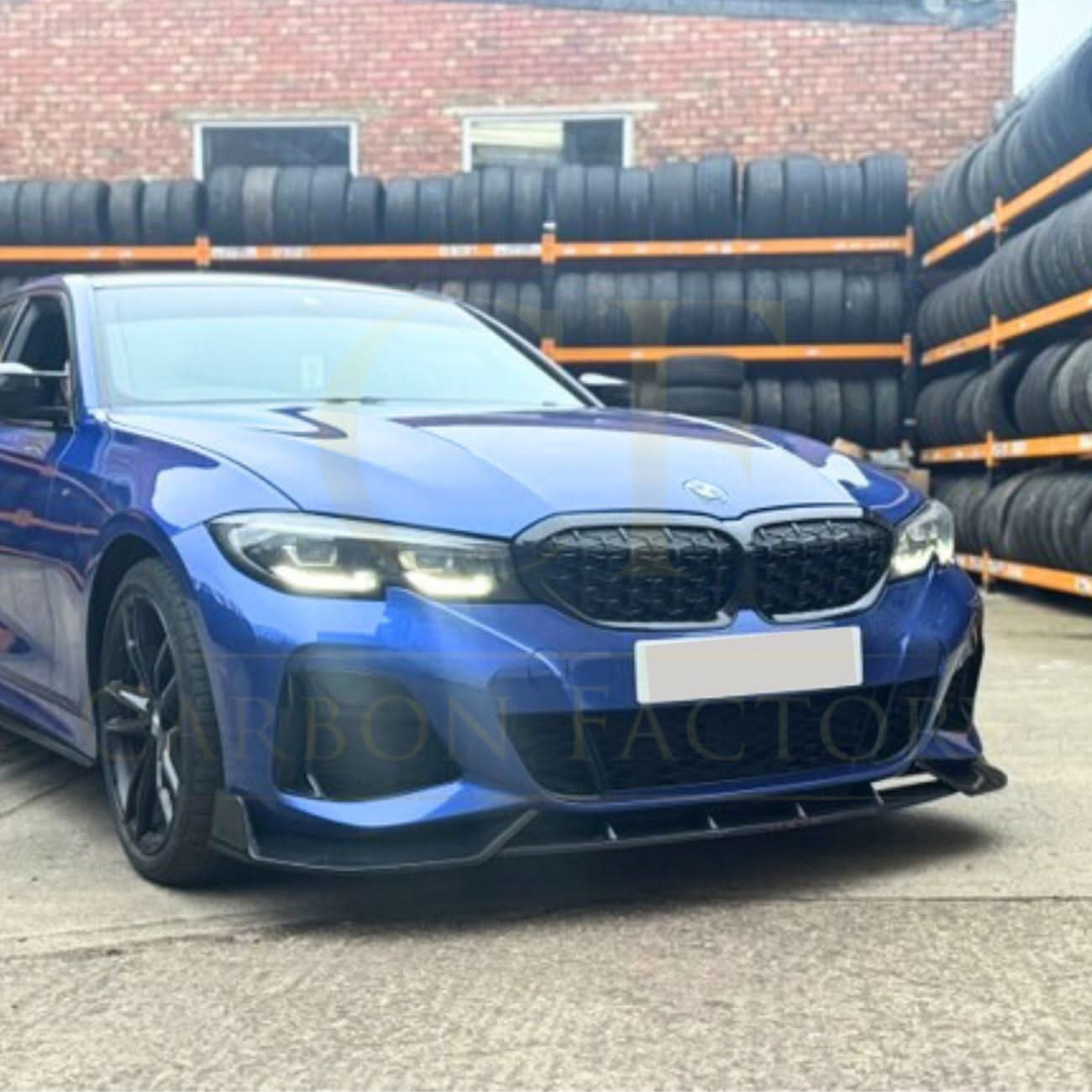 Competition Style Gloss Black Front Splitter for BMW 3 Series G20 G21 Pre-LCI 19-22