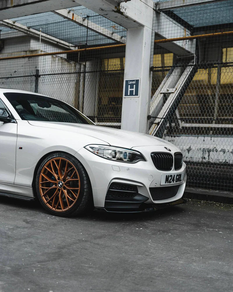 BMW 2 SERIES, M235I & M240I F22 F23 EVO-1 GLOSS BLACK FRONT SPLITTER BY ZAERO (2014-2019)