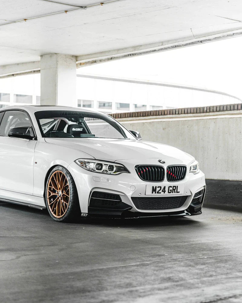 BMW 2 SERIES, M235I & M240I F22 F23 EVO-1 GLOSS BLACK FRONT SPLITTER BY ZAERO (2014-2019)