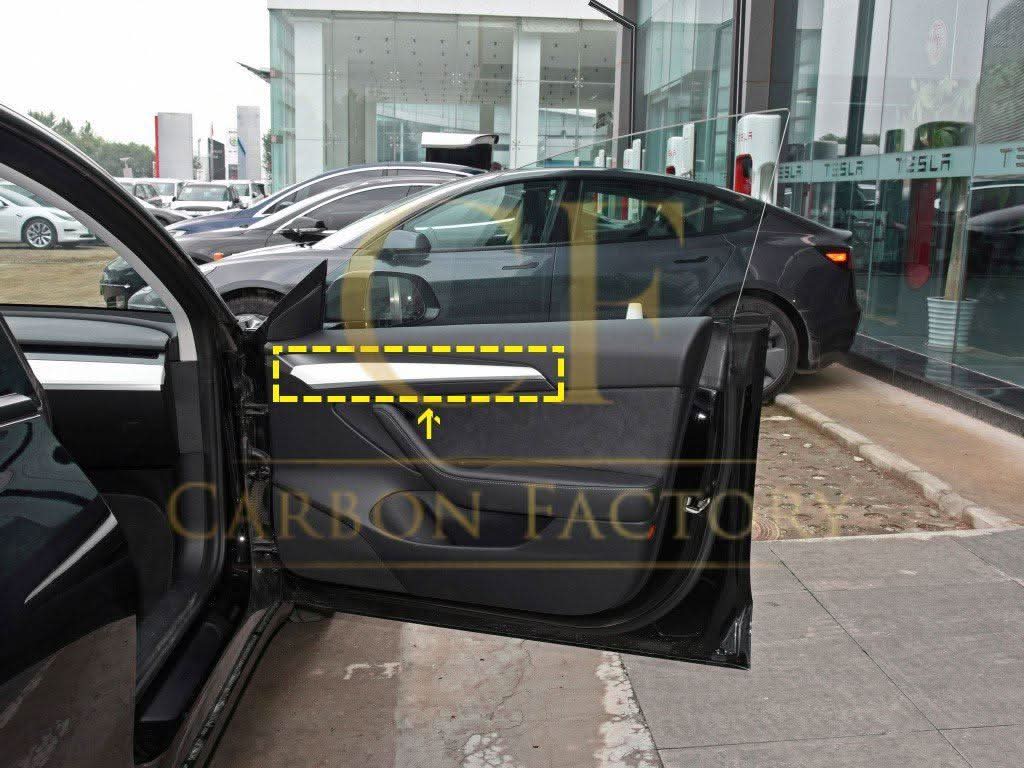 Dry Carbon Interior Side Door Trim Covers for Tesla Model 3 Model Y