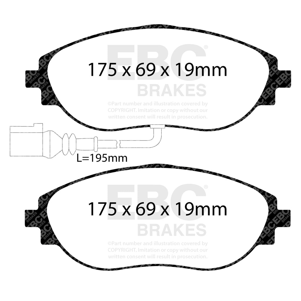 EBC Volkswagen Golf R/GTI Yellowstuff Front Brake Pads DP42127R (Mk7/Mk8)