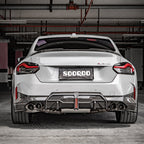 SooQoo BMW G42 M240i Rear Side Splitters In Gloss Carbon Fibre